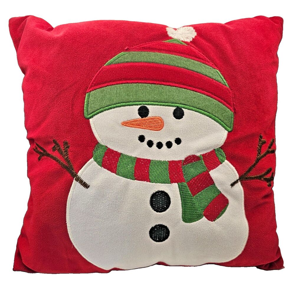Christmas Snowman Pillow 12 x 12 in